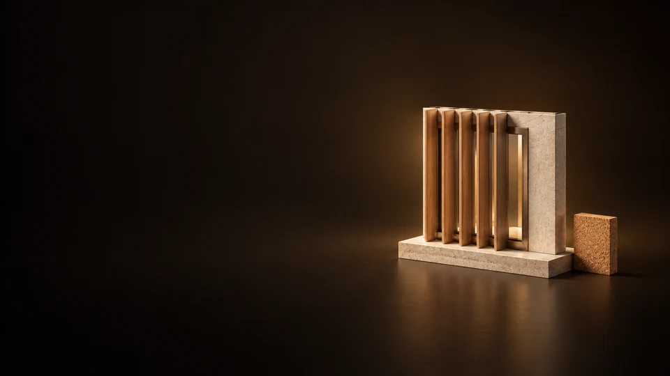 Small facade model with timber shading fins and layered wall materials. - Architecture Construction & Engineering Meta ads research index