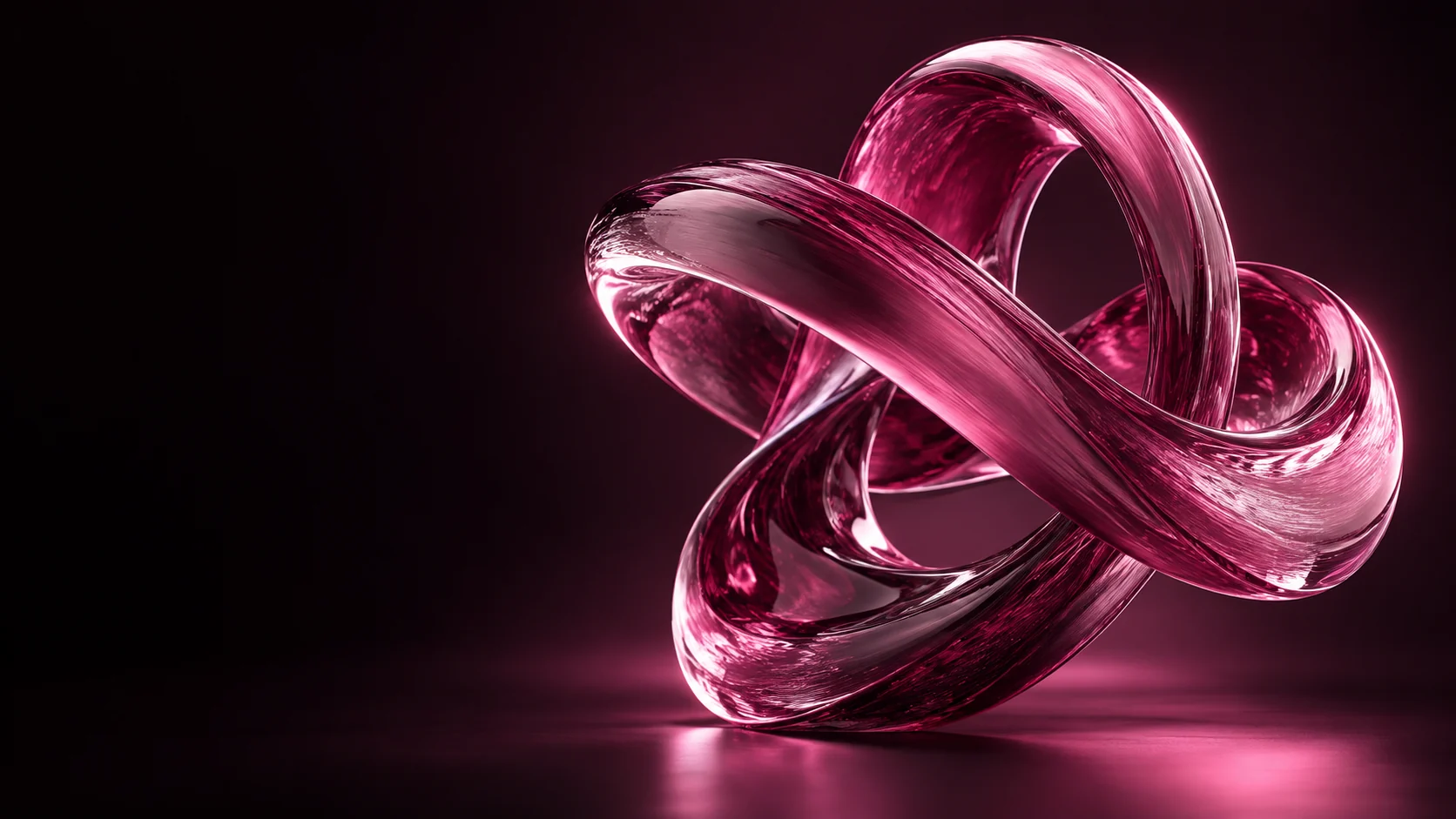 A looping magenta glass ribbon on a dark surface. - Arts Design & Creative Services Meta ads research by Madgicx Labs