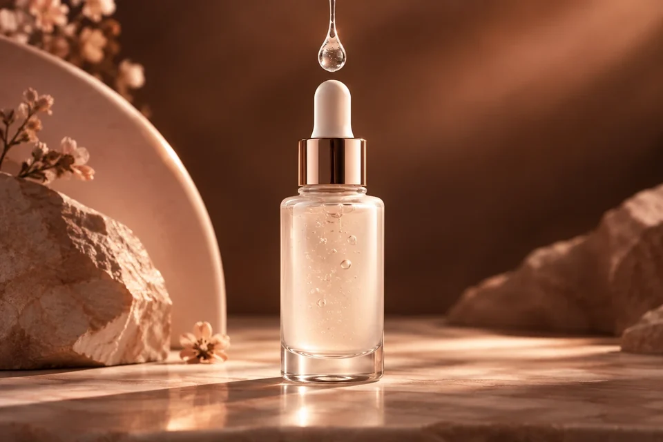Serum bottle and suspended droplet - Beauty & Personal Care Meta ads research index