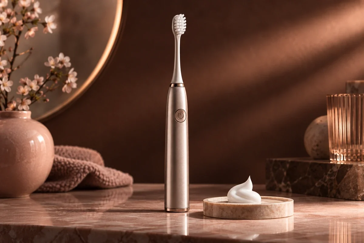 Electric toothbrush and toothpaste swirl - Oral Care Products Meta ads research by Madgicx Labs