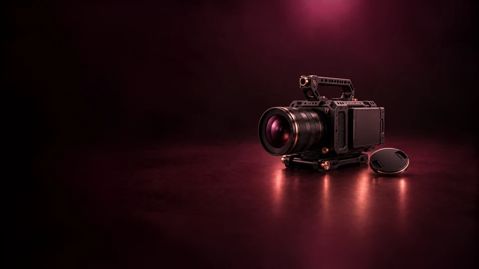 A cinema camera with a short lens and folded support. - Content Creators & Influencers Meta ads research index