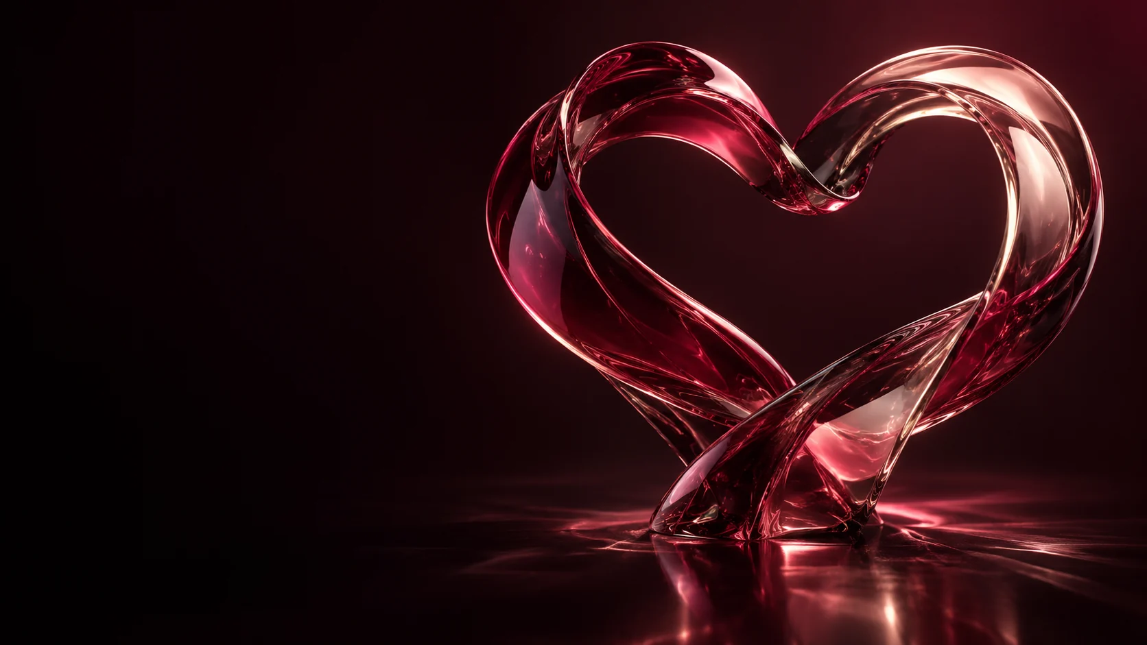 Interlaced ruby and pale-rose glass ribbons forming a heart. - Dating & Relationship Services Meta ads research by Madgicx Labs