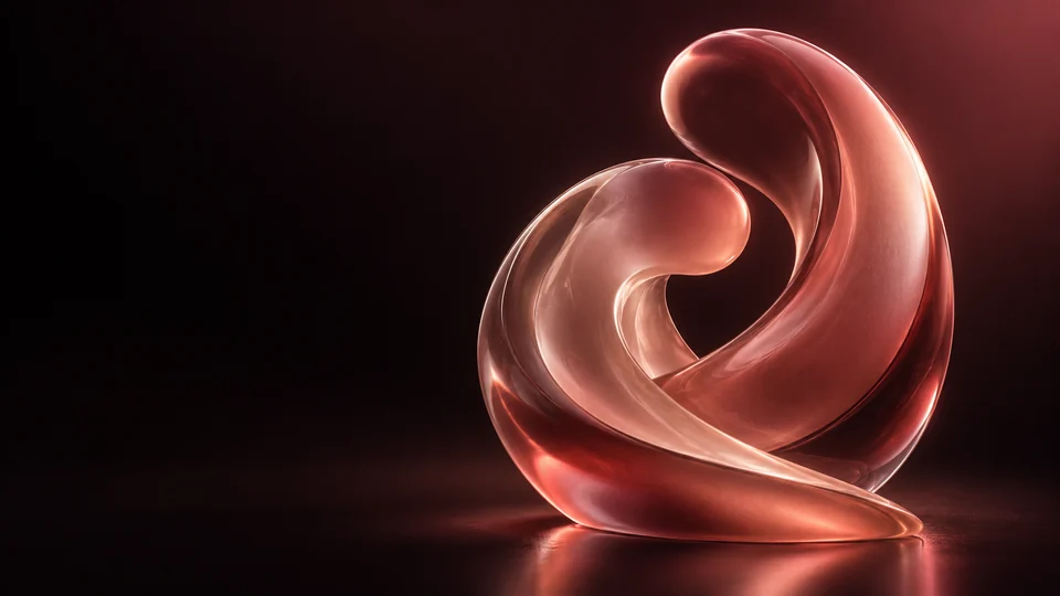 Two intertwined translucent rose glass curves. - Intimate Wellness Products Meta ads research by Madgicx Labs