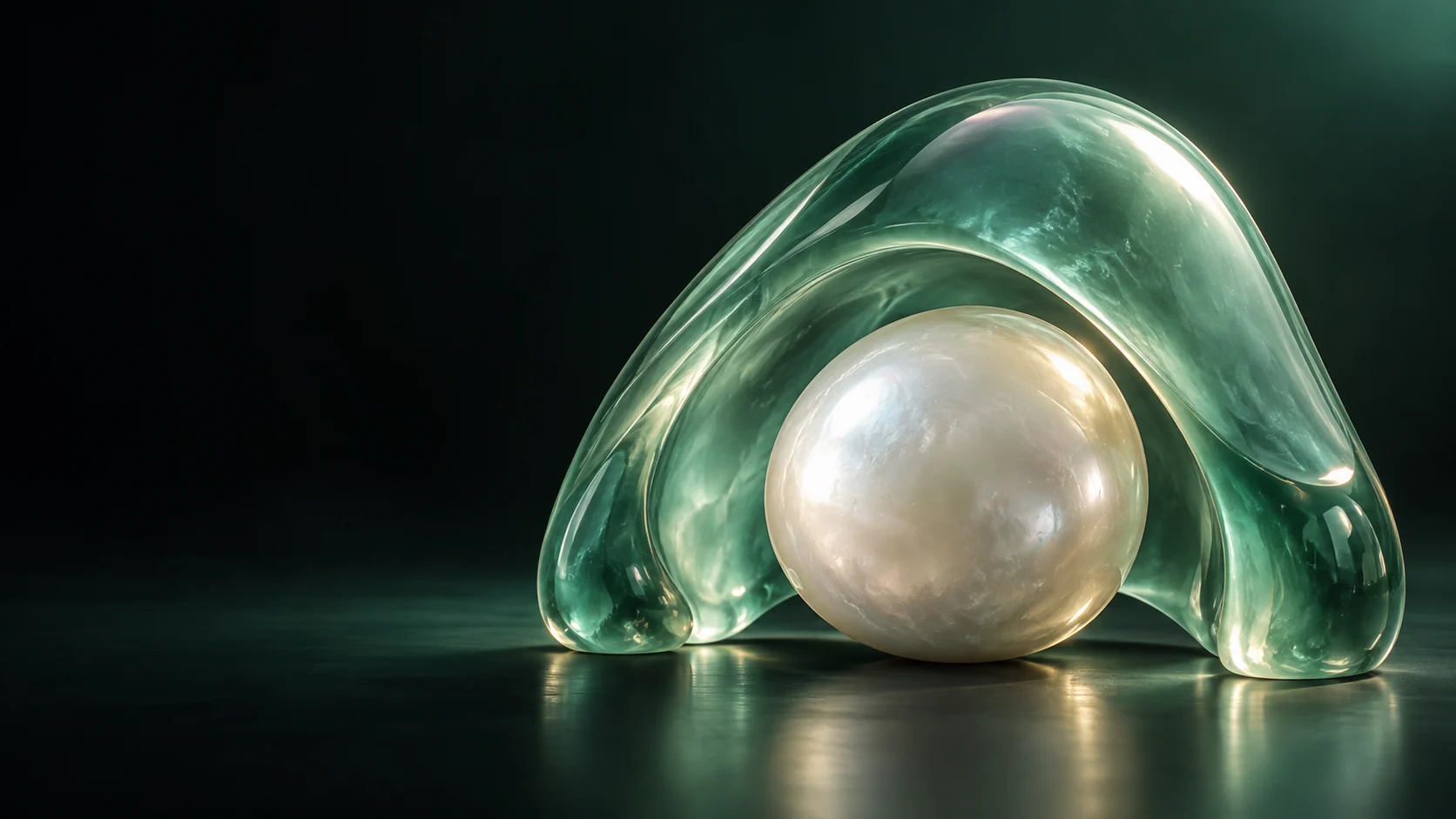 Translucent green arch above a pearl-colored sphere. - Senior Care Services Meta ads research by Madgicx Labs