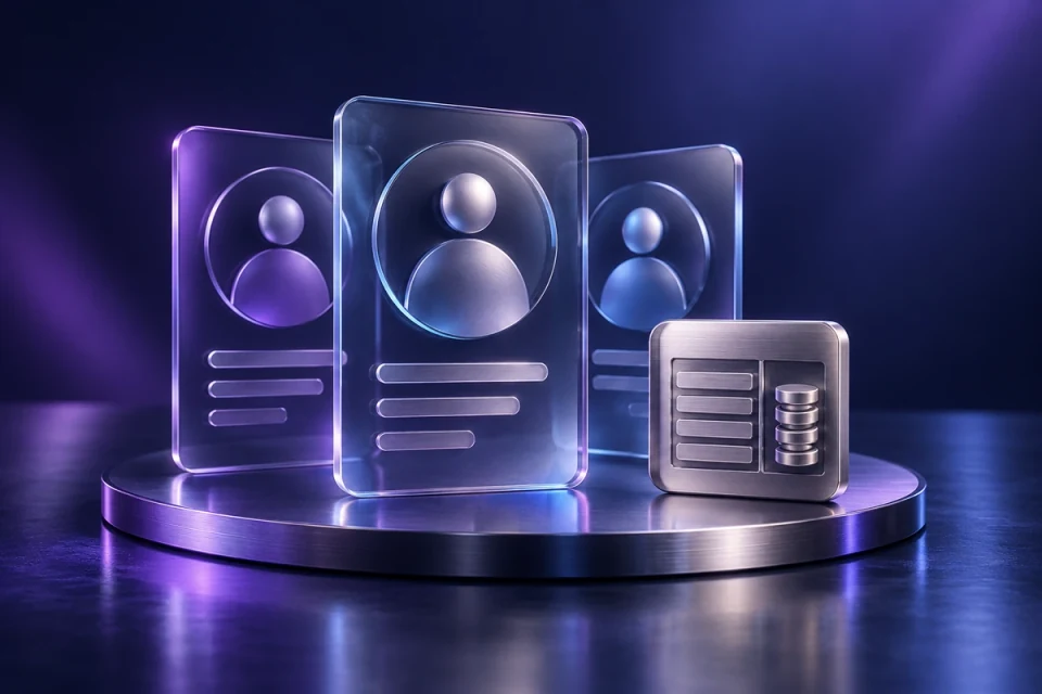 Employee profile cards and a payroll ledger - Software & Technology Platforms Meta ads research index