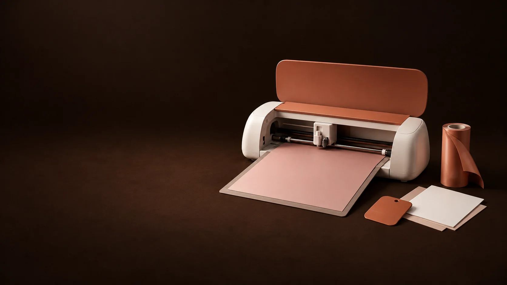 A compact craft-cutting machine with an emerging mat and cardstock, vinyl roll, scraper and card sheets. - Hobby Craft Kits Meta ads research by Madgicx Labs