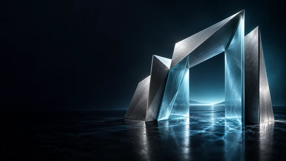 Glass and metal gateway opening toward a distant horizon - Travel Booking Platforms Meta ads research by Madgicx Labs
